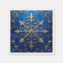 Blue Decorative Holiday Napkin スタンダードカクテルナプキン