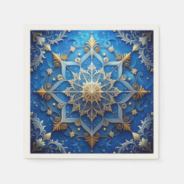 Blue Decorative Holiday Napkin スタンダードカクテルナプキン