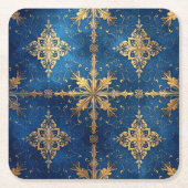 Blue Decorative Holiday Paper Coaster スクエアペーパーコースター (正面)