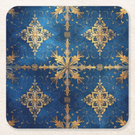 Blue Decorative Holiday Paper Coaster スクエアペーパーコースター