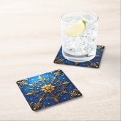 Blue Decorative Holiday Paper Coaster スクエアペーパーコースター (インサイチュ)