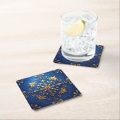 Blue Decorative Holiday Paper Coaster スクエアペーパーコースター (インサイチュ)