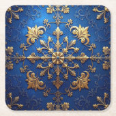Blue Decorative Holiday Paper Coaster スクエアペーパーコースター (正面)