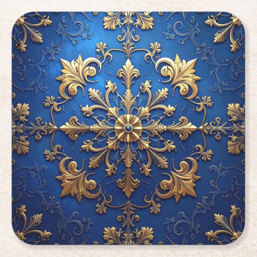 Blue Decorative Holiday Paper Coaster スクエアペーパーコースター (正面)