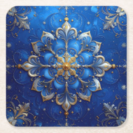 Blue Decorative Holiday Paper Coaster スクエアペーパーコースター