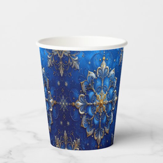 Blue Decorative Holiday Paper Cups 紙コップ (裏面)