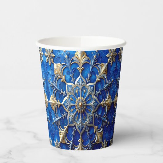 Blue Decorative Holiday Paper Cups 紙コップ (左)