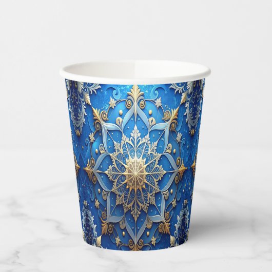 Blue Decorative Holiday Paper Cups 紙コップ (左)
