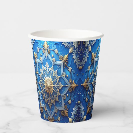 Blue Decorative Holiday Paper Cups 紙コップ (正面)
