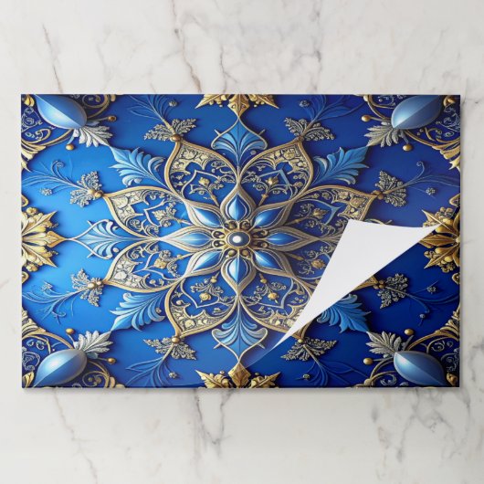 Blue Decorative Holiday Tearaway Placemat ペーパーパッド (折り畳み)
