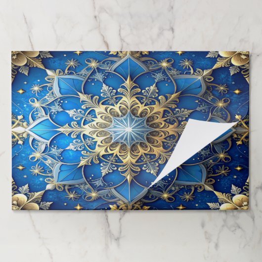 Blue Decorative Holiday Tearaway Placemat ペーパーパッド (折り畳み)