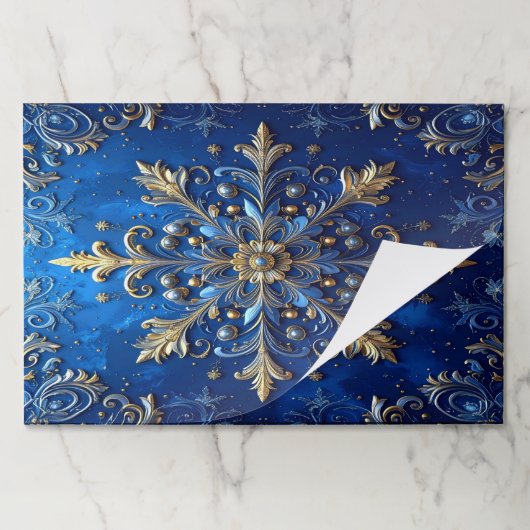 Blue Decorative Holiday Tearaway Placemat ペーパーパッド (折り畳み)