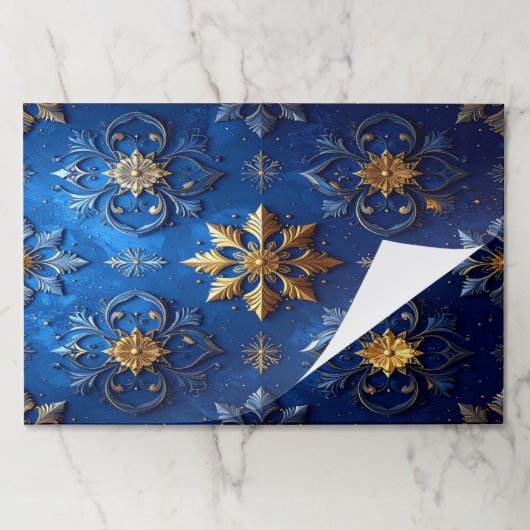 Blue Decorative Holiday Tearaway Placemat ペーパーパッド (折り畳み)