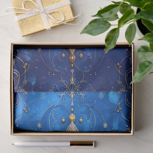 Blue Decorative Holiday Tissue Paper 薄葉紙 (ギフト)