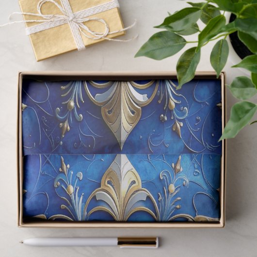 Blue Decorative Holiday Tissue Paper 薄葉紙 (ギフト)