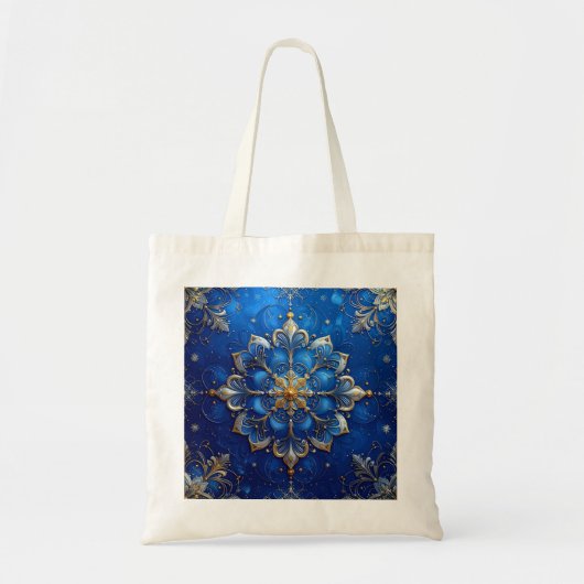 Blue Decorative Holiday Tote Bag トートバッグ (正面)