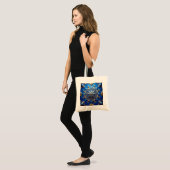 Blue Decorative Holiday Tote Bag トートバッグ (正面(モデル))