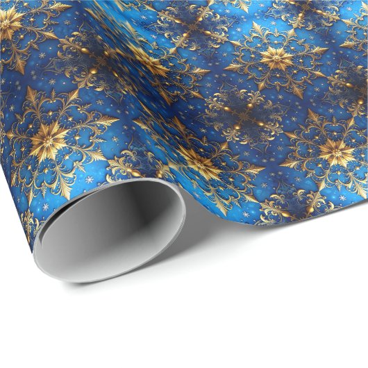 Blue Decorative Holiday Wrapping Paper ラッピングペーパー (ロールコーナー)