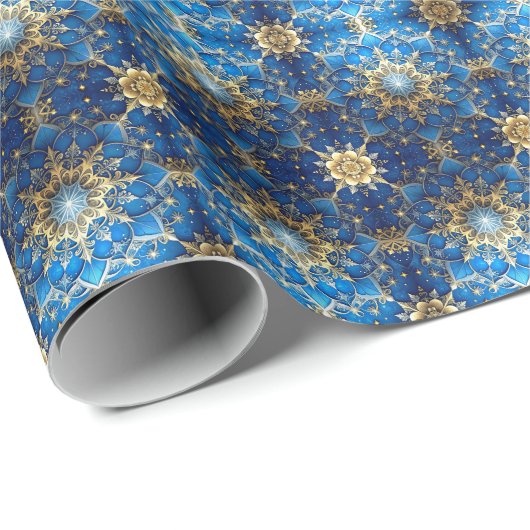 Blue Decorative Holiday Wrapping Paper ラッピングペーパー (ロールコーナー)