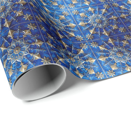 Blue Decorative Holiday Wrapping Paper ラッピングペーパー (ロールコーナー)
