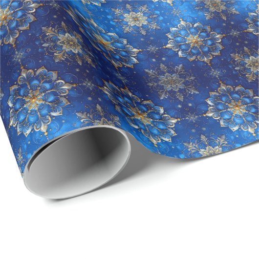 Blue Decorative Holiday Wrapping Paper ラッピングペーパー (ロールコーナー)