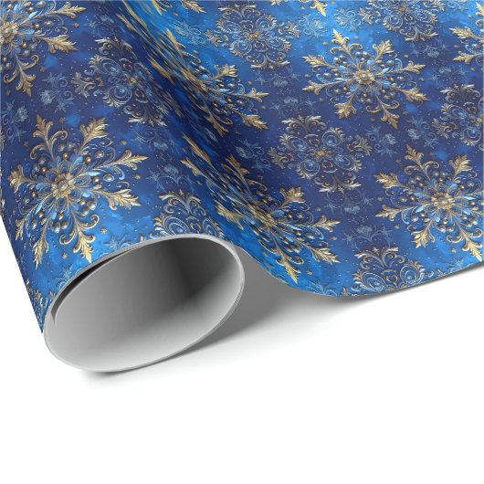 Blue Decorative Holiday Wrapping Paper ラッピングペーパー (ロールコーナー)