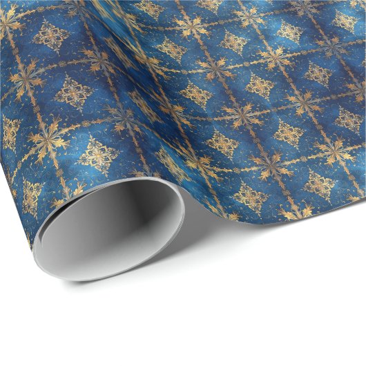 Blue Decorative Holiday Wrapping Paper ラッピングペーパー (ロールコーナー)