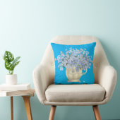 Blue Decorative Pillow with Forget-Me-Not Bouquet クッション (椅子)