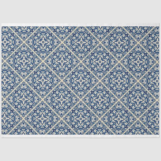 Blue Delftタイルパターン分離ティッシュペーパー 薄葉紙 (正面)