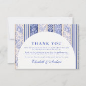 Blue Delft Tile Patchwork Wedding サンキューカード (正面)