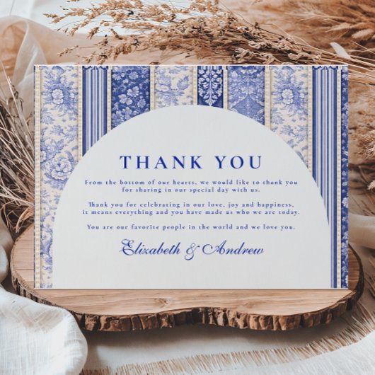 Blue Delft Tile Patchwork Wedding サンキューカード
