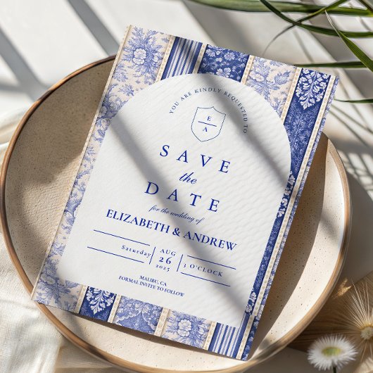 Blue Delft Tile Patchwork Wedding セーブザデート