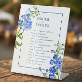 Blue delphinium botanical wedding order of event 台座サイン