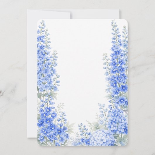 Blue Delphinium Bridal Shower Something Blue 招待状 (裏面)