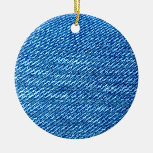 Blue Denimテクスチャ セラミックオーナメント (正面)