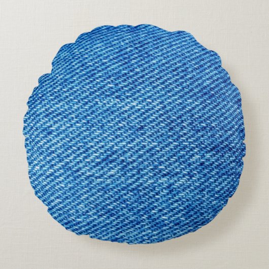 Blue Denimテクスチャ ラウンドクッション (正面)