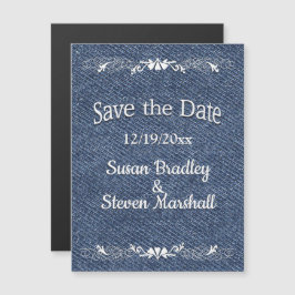 Blue Denim日付の保存 マグネット招待状
