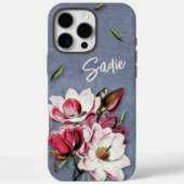 Blue Denim Floral Monogrammed Case-Mate iPhoneケース (裏面)