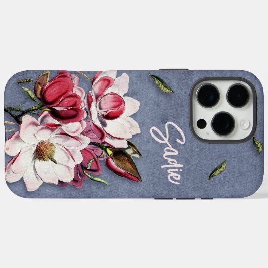 Blue Denim Floral Monogrammed Case-Mate iPhoneケース (裏面 (横))