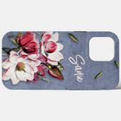 Blue Denim Floral Monogrammed Case-Mate iPhoneケース (裏面 (横))