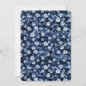 Blue Denim Heart Floral Bridal Shower 招待状 (裏面)
