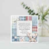Blue Denim Koala Baby Shower Invitation 招待状 (スタンド正面)