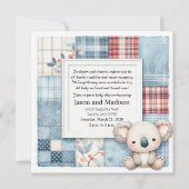 Blue Denim Koala Baby Shower Invitation 招待状 (正面)