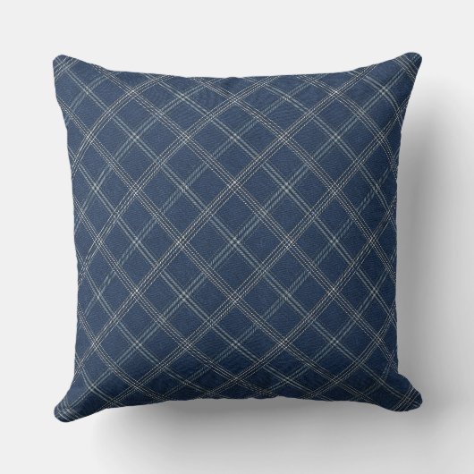 Blue Denim Plaid  Pattern クッション (裏面)