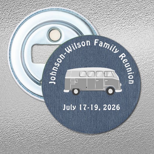 Blue Denim Print, Class or Family Reunion Magnet 栓抜き