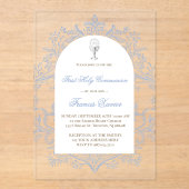  blue design First Holy Communion アクリル招待状 (正面)