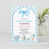Blue Desserts and Diapers Baby shower Invitation 招待状 (スタンド正面)