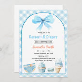 Blue Desserts and Diapers Baby shower Invitation 招待状 (正面/裏面)