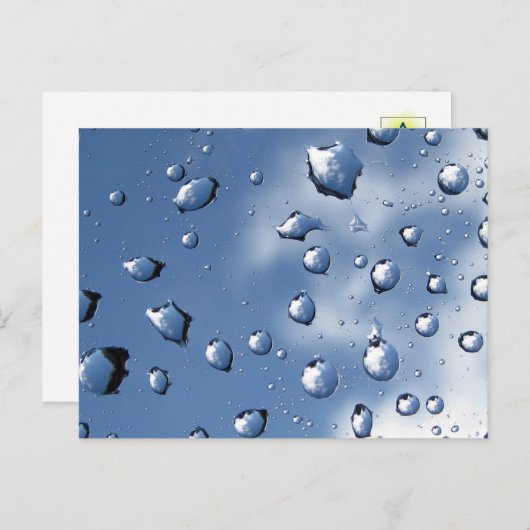 Blue Dew Drop Fibonacci Spiral Nature ポストカード (正面/裏面)
