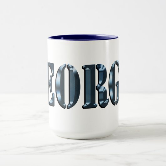 Blue Dimensional George Nameロゴ、 マグカップ (中央)